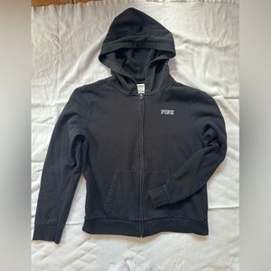 PINK black zipup hoodie size large